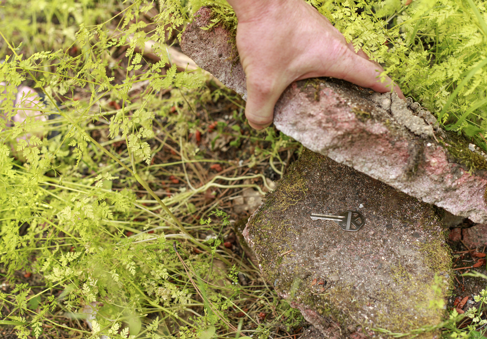 Hiding key under a rock